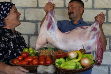 Cooking Whole Stuffed Lamb on the Campfire, Outdoor Cooking