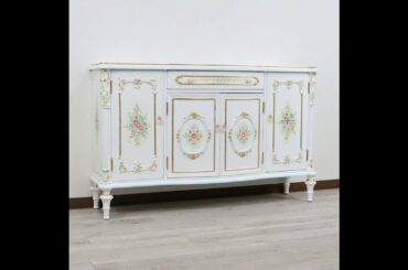 Rococo Buffet Cabinet Table with Door Design|Flower Painting|Antique Decor|Italy Furniture Design