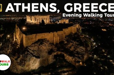 Athens, Greece Evening Walking Tour - with Captions! [4K|UHD]