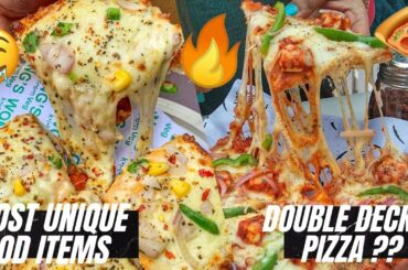 BIGGEST KATHI ROLL OF INDIA | DOUBLE DECKER PIZZA | MOST UNIQUE FOOD ITEMS | MYFOODCRUSHH