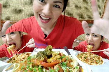 Chicken Italian Spaghetti with broccoli on top | ASMR