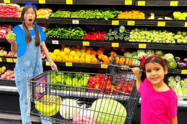 Wendy and Ellie Go Grocery Shopping | Kids Learn Healthy Food Choices