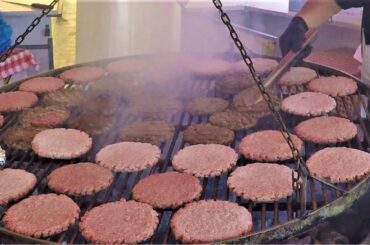 Italy Street Food. Huge Dose of Juicy Burgers, Ribs, Roasted Piglet, Sausages, Pasta, Kurtos Kalacs