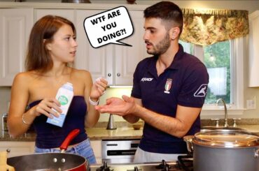 MY ITALIAN HUSBAND TEACHES US HOW TO COOK PASTA..AND I PRANK HIM (as usual)