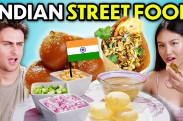 Trying Indian Street Food For The First Time! (Gulab Jamun, Panipuri, Bhel Puri, Aloo Tikki)