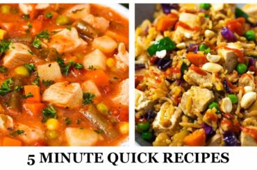 5 minute quick recipes - Italian chicken vegetable soup -  Tofu and rice stir fry - Recipe 101