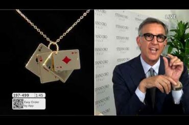 Stefano Oro 14K Gold Enamel Aces Pendant, 1.42 grams | Stefano Oro Italian Jewelry | ShopHQ | 2021