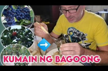 TONI FIRST TIME TRYING BAGO-ONG + GRAPES & APPLE IN THE FRONT YARD