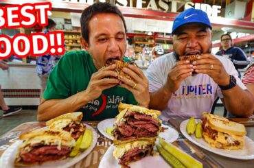 Reading Terminal Market FOOD TOUR - Huge PASTRAMI SANDWICH + Amish Breakfast in Philadelphia!!