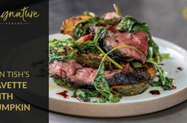 Ben Tish's Bavette with Grape Must, Pumpkin & Cime di Rapa