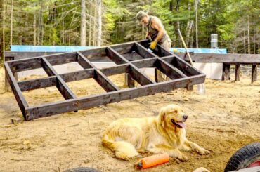 Building a Front Porch on my Off-Grid Log Cabin |  Bear and Barley Stir-fry on a Campfire