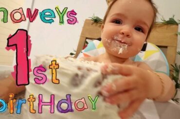 NAVEYs 1st BiRTHDAY!!  Cake & Presents with little miss Navey on her bday! balloon wake up tradition