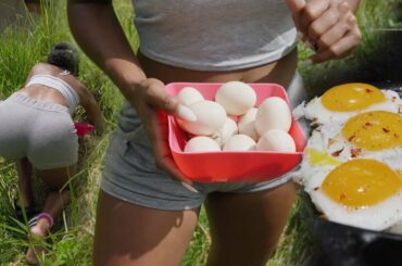 DUCK Catch and Cook Eggs on Farmer JESS' FARM | Outdoor Cooking Jamaican Breakfast