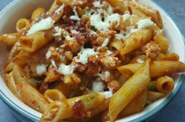 Italian food recipe prepared in Indian style- Italian keema pasta recipe