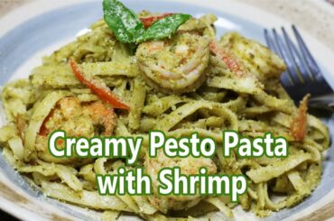 Creamy Pesto Pasta with Shrimp