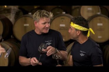 Gino getting drunk wine tasting with Gordon Ramsay