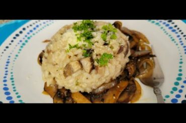 Creamy Mushroom Risotto on bed of caramelized mushrooms