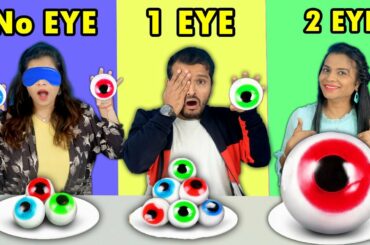 No Eye Vs One Eye Vs Two Eye Food Challenge | Hungry BIrds