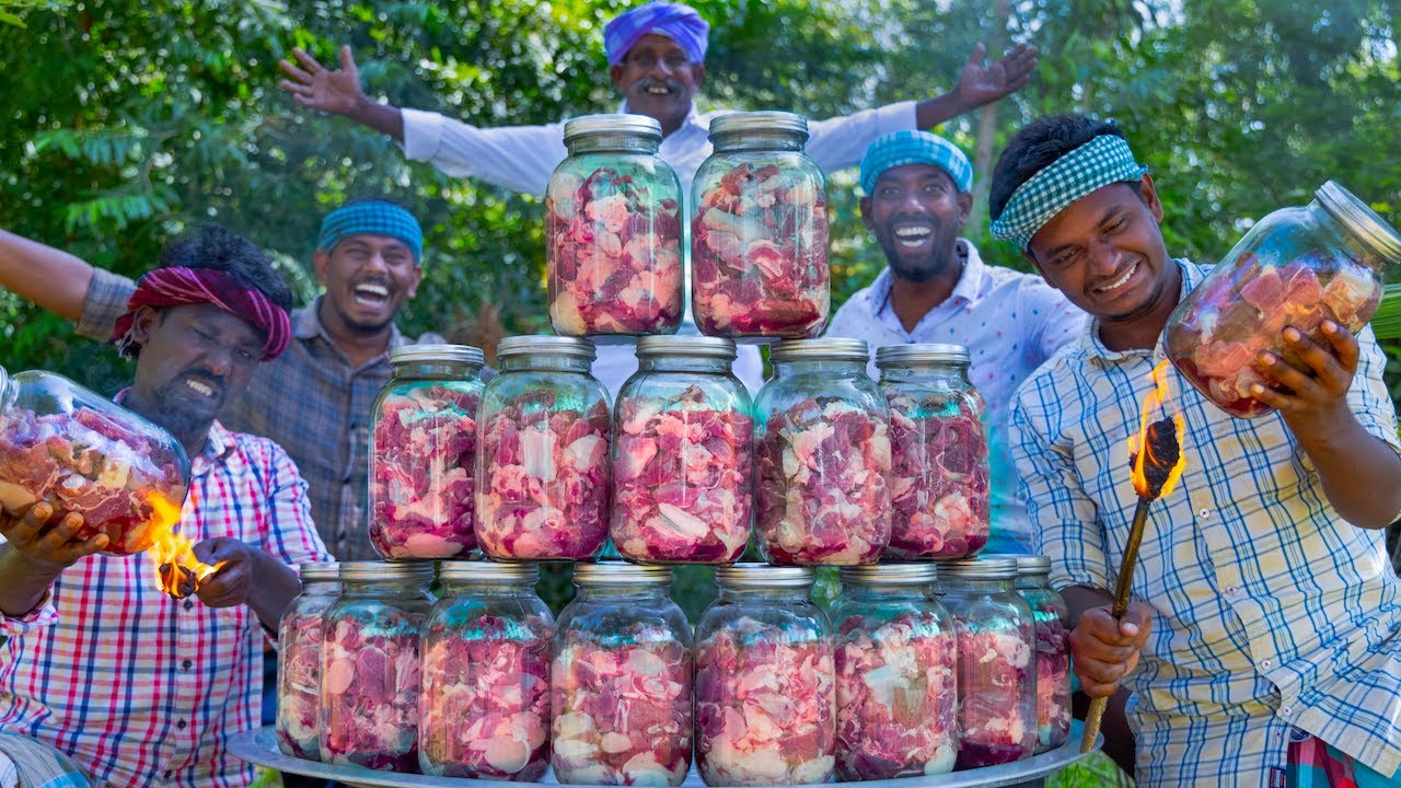 COOKING in GLASS JAR | Canning Meat Recipe Cooking in Village | Simple Delicious RAW Meat Recipe COOKING in GLASS JAR | Canning Meat Recipe Cooking in Village | Simple Delicious RAW Meat Recipe