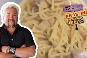 Guy Fieri Eats Spaghetti alla Carbonara | Diners, Drive-Ins and Dives | Food Network