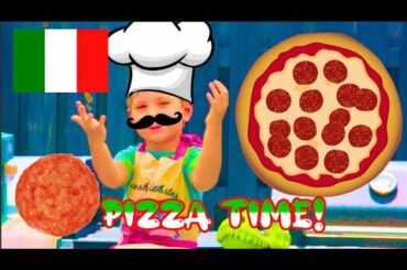 Max Teaches How to Make Yummy Pizza While Visiting Italy | Educational Cooking Video For Kids