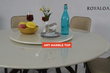 Royaloak Ankara Turkish Round Marble 6 Seater Dining Table Set