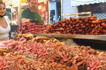 Italy Street Food Festival. Huge Pan of Tripe, Mixed Grill of Irish  Meat, Octopus Kebab and more