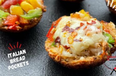 Italian Garlic bread pockets | Italian bread recipe | Easy Evening Snacks | Bread Toast #Shorts