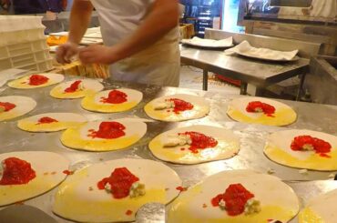 Italy Street Food. Chef Prepares and Fries 'Panzerotti' Super Fast. Great Skills