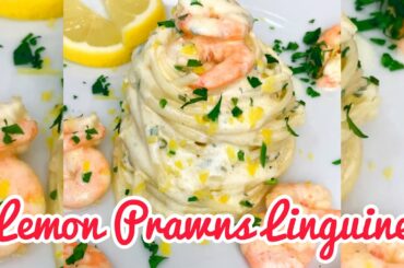 LEMONY PRAWN LINGUINE, Italian recipe! #shorts