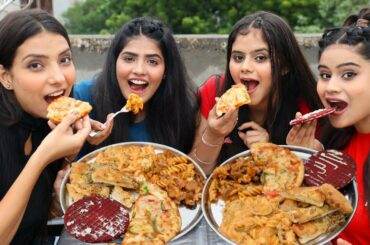 Italian Thali Eating Challenge | Pizza, Mix Sauce Pasta, Garlic Bread, Creamy Waffels | Italian Food