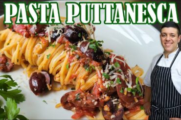 Pasta Puttanesca | Popular Italian Pasta Dish by Lounging with Lenny