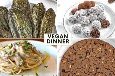 VEGAN DINNER 008 | FALL MENU: Kale chips, Pasta with Chestnuts, Pralines, Chestnut cake