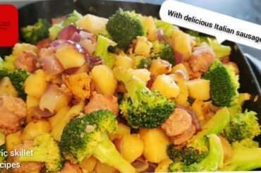 Italian sausages with brocolli, red onion and potatoes | Recipes made easy