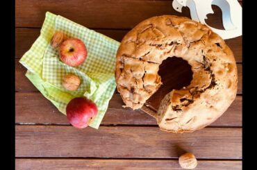 Recipe for making ITALIAN "Ciambellone" (donut) with apples and nuts - NO YEAST