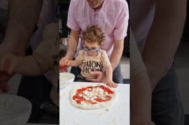 My 1 year Old Baby Makes Pizza from Scratch #shorts