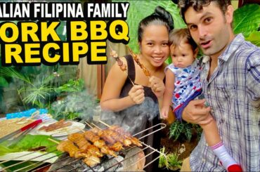 MY WIFE COOKED FILIPINO STYLE PORK BARBECUE! ITALIAN FILIPINA FAMILY
