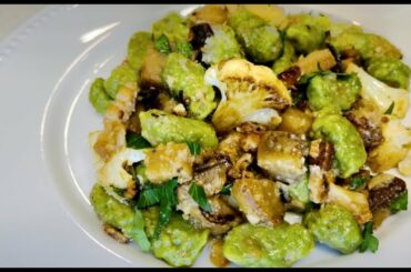 Easy Handmade Green Pasta. Cauliflower Eggplant Pasta. #italiancooking  #pastarecipe