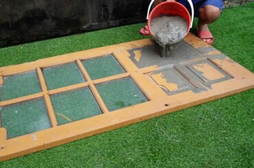 outdoor dining table ideas from old doors and cement - how to make dining table