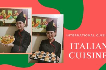 Italian Cuisine (Penne Pasta Alla Boscaiola and Bruschetta)