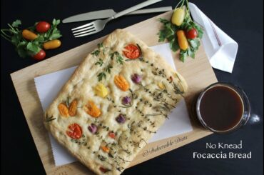 Focaccia Bread | Focaccia Gardenscape Bread | No Knead Focaccia | Focaccia Bread Art | Italian Bread