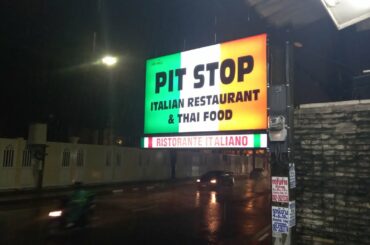 Pizza dinner at Pit Stop Italian Restaurant, Patong, Phuket, Thailand