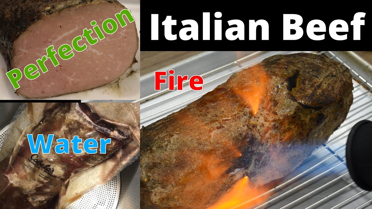 Chicago Italian Beef Sandwiches; Cooked Sous Vide and Seared with the Su-V Gun by GrillBlazer Chicago Italian Beef Sandwiches; Cooked Sous Vide and Seared with the Su-V Gun by GrillBlazer