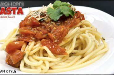 Italian Style Spaghetti Pasta in Red Sauce - Sattvik Kitchen No Onion No Garlic