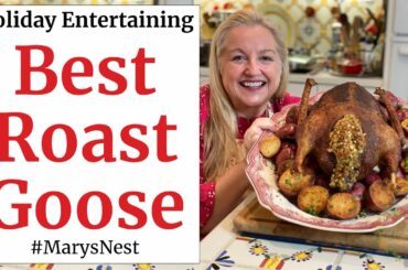Easy Roast Goose Recipe with a Port Wine Cherry Sauce and Sage and Onion Stuffing