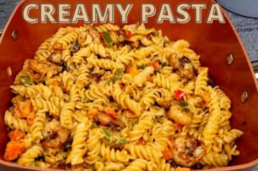 Pasta Recipe|| How to Make Creamy Mushroom And Prawn Pasta/ Italian pasta Without Cheese