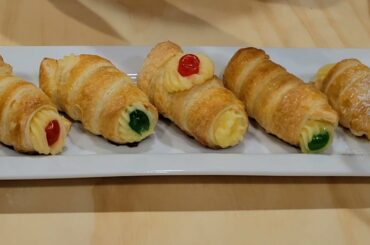Puff pastry cannoli filled with custard !  Le tradizioni #italiancooking#recipe