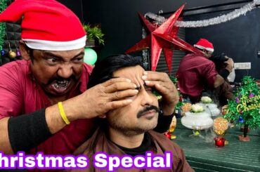 Christmas Gift Massage By Santa Asim Barber | Hair Cracking Head Massage ASMR | Neck Crack ASMR