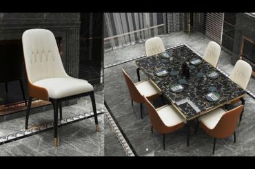 Luxury Italian Style Modern Design High Back Leather Dining Chairs Kitchen Dining Room Furniture