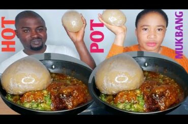 AFRICAN FOOD, HOT POT MUKBANG, FUFU AND OKRO STEW #africanfood #mukbang #Italy
